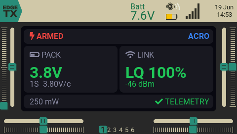 Compact EdgeDeck widget view inside a smaller EdgeTX screen zone
